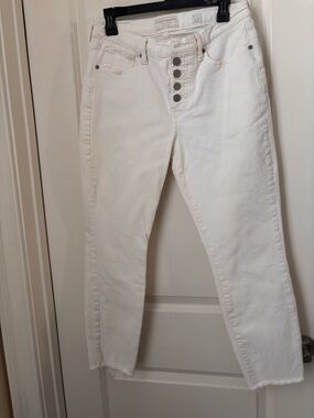 Lucky Brand White High-Rise Button-Fly Straight Jeans